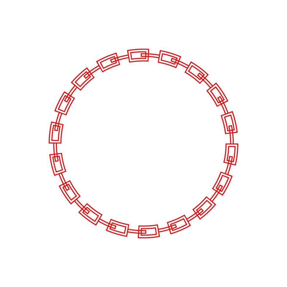 Red chain link circle frame illustration vector