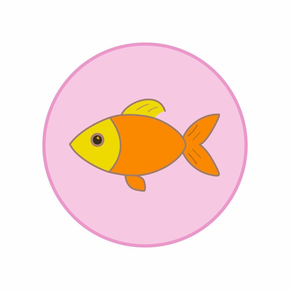Cute cartoon fish illustration in flat style. Isolated on white background. vector