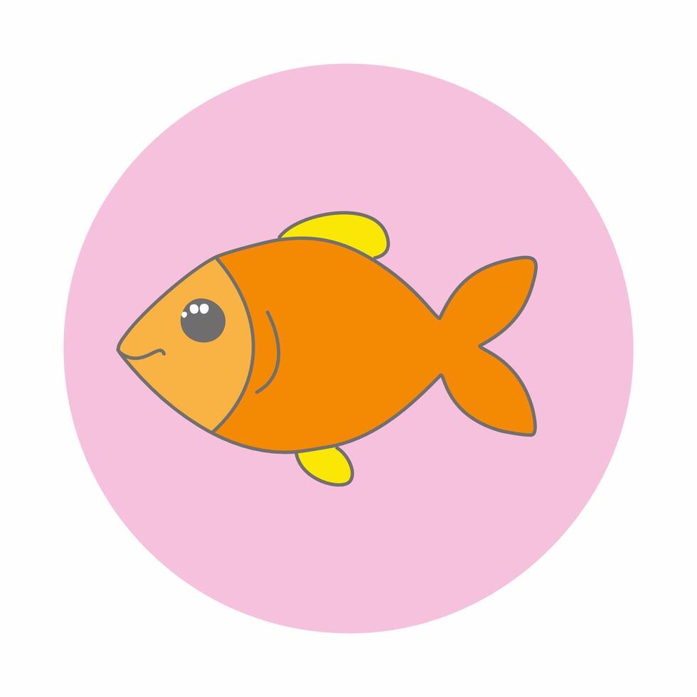 Fish icon in flat style on a white background illustration. vector