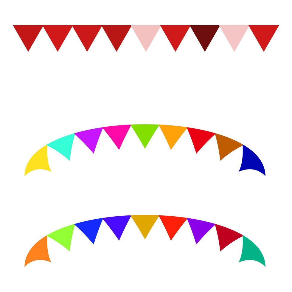 Colorful bunting flags isolated on white background illustration. vector