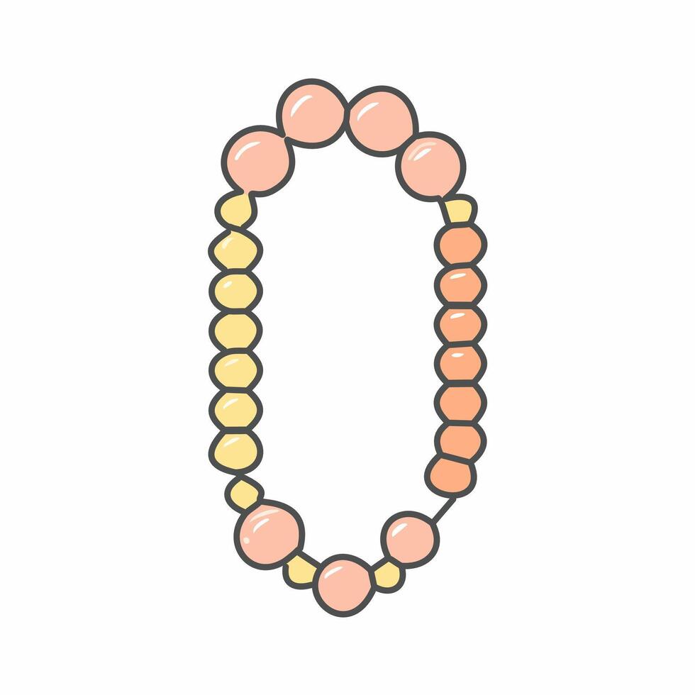 Beaded necklace icon in doodle style on a white background vector