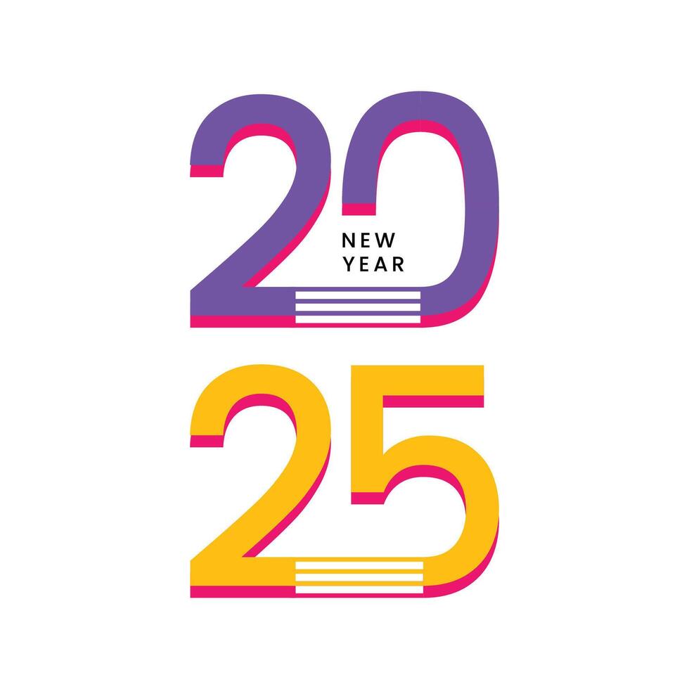 Happy New Year 2024 2025 text logo design template for