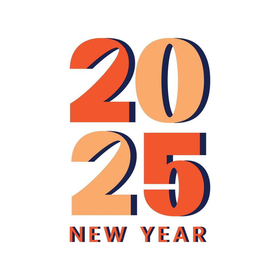 Happy New Year 2024 2025 text logo design template for