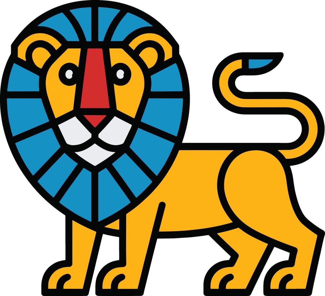 lion cartoon drawing colorful art premium quality blank background vector