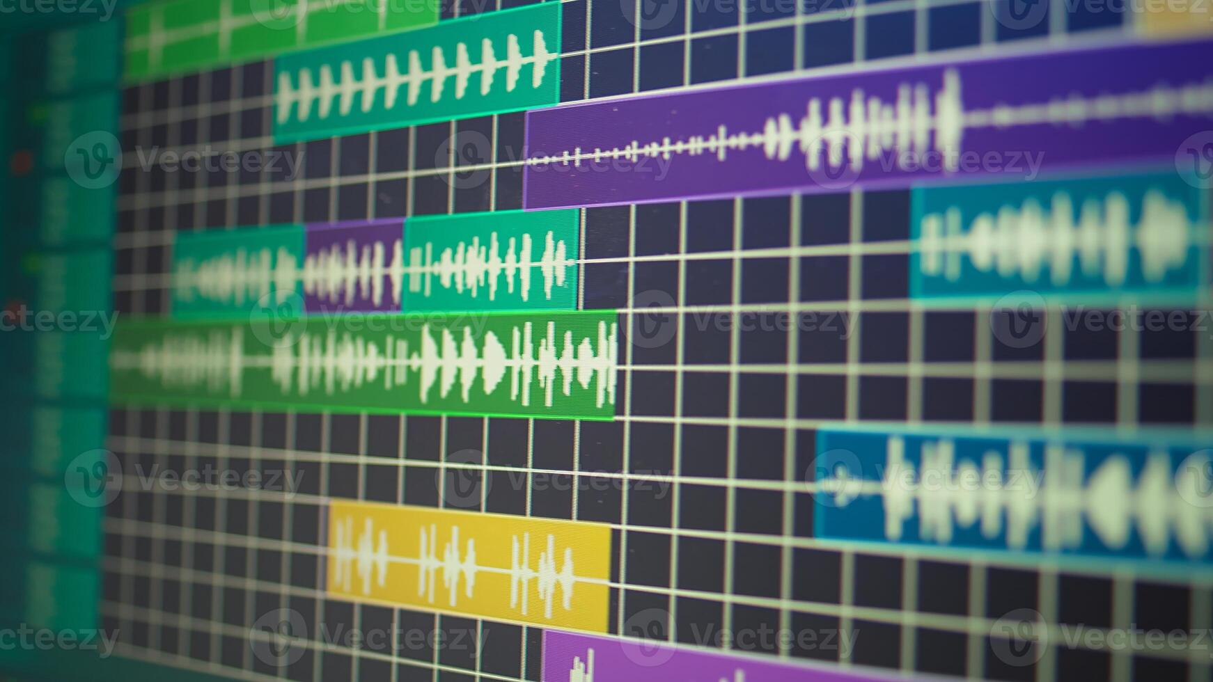 Empty space used for recording music on electronic tools in home studio, mixing and mastering tracks with modern equipment. Creating tunes with panel soundboard and performance console. photo