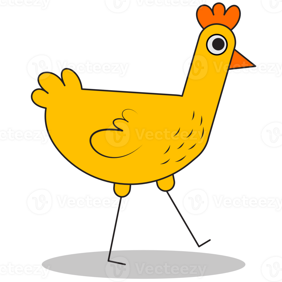 Yellow Rooster walks Illustration png