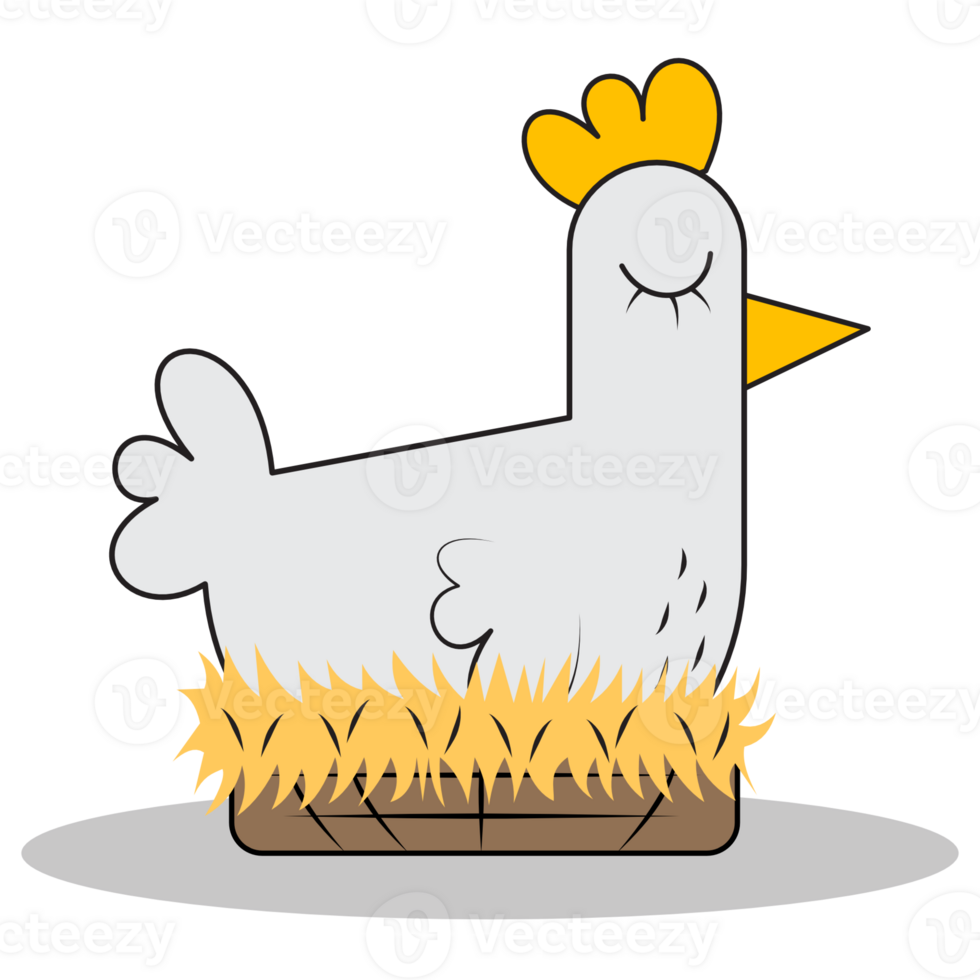 White Hen incubate illustration png