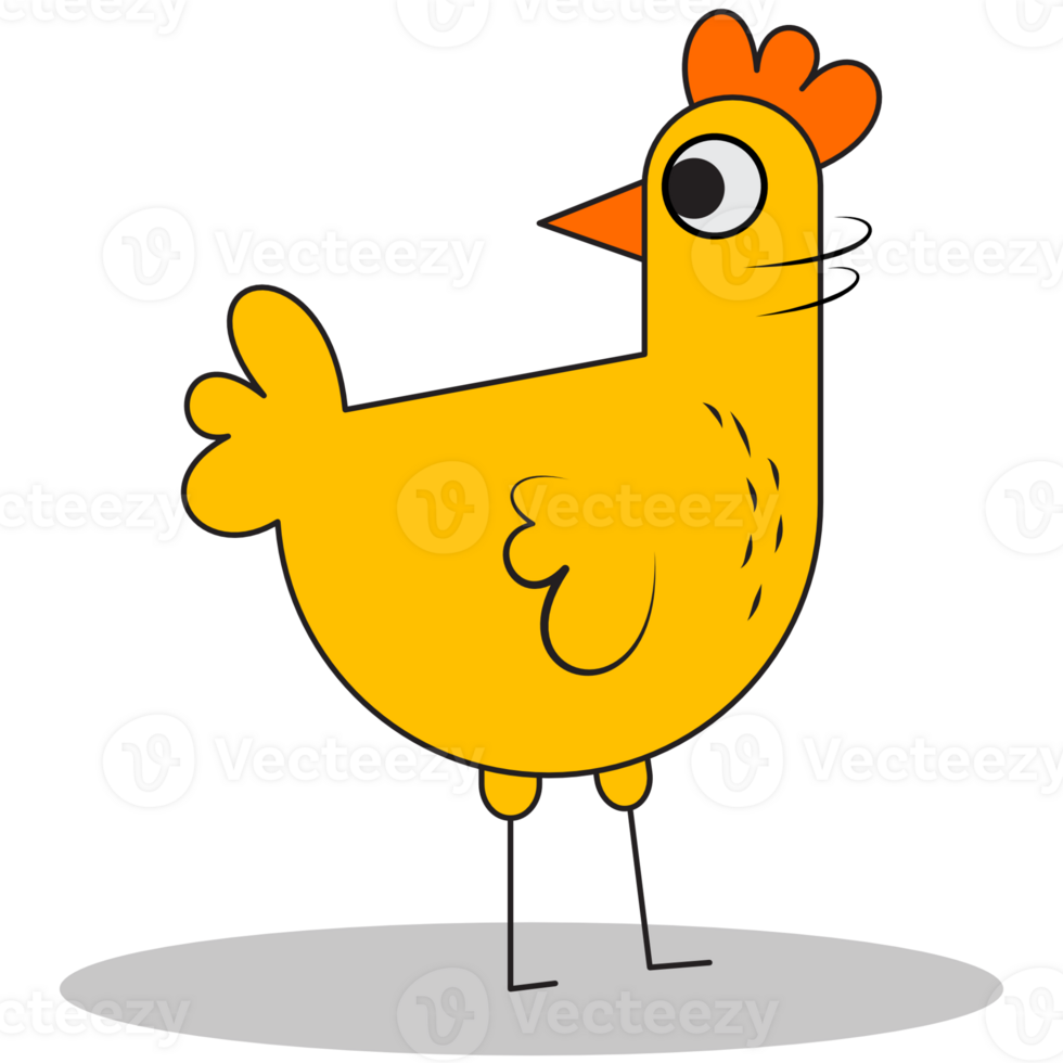 Yellow Rooster standing Illustration png