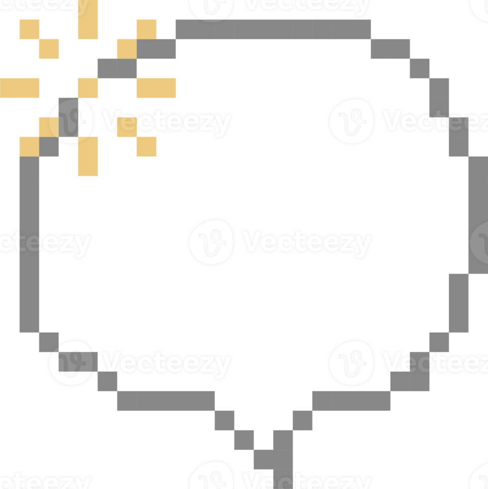 8bit retro game pixel speech bubble balloon with sparkle star icon sticker memo keyword planner text box banner png