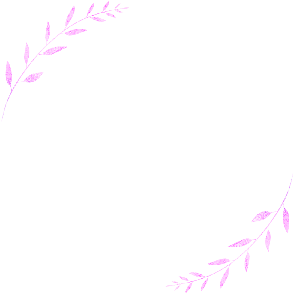 Glittery pink branch square corner frame png