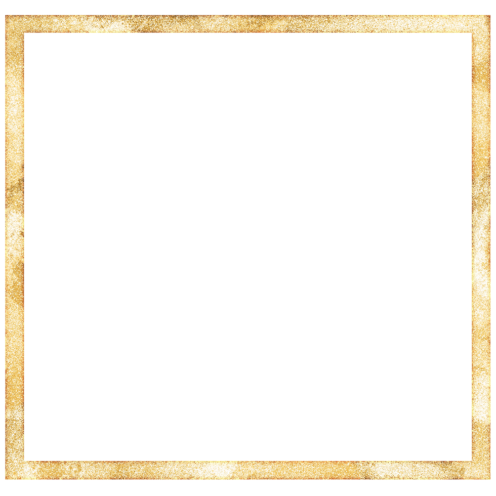Glittery Gold Square Frame on a Transparent Background png