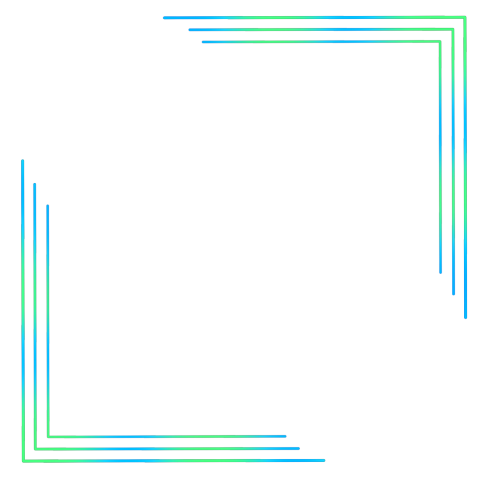 Blue and green corner border on a transparent background png