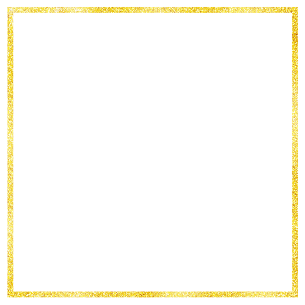 Glittery Gold Square Frame on a Transparent Background png