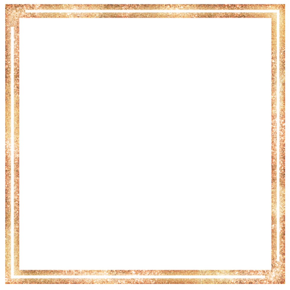 Golden square frame on a transparent background png