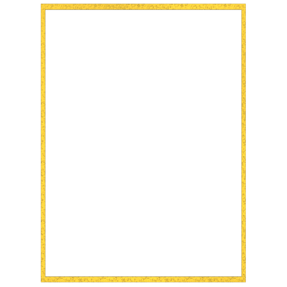 Yellow gold rectangle frame on a transparent background png