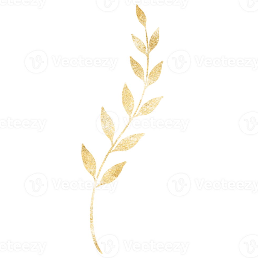 Shimmery golden branch with leaves png