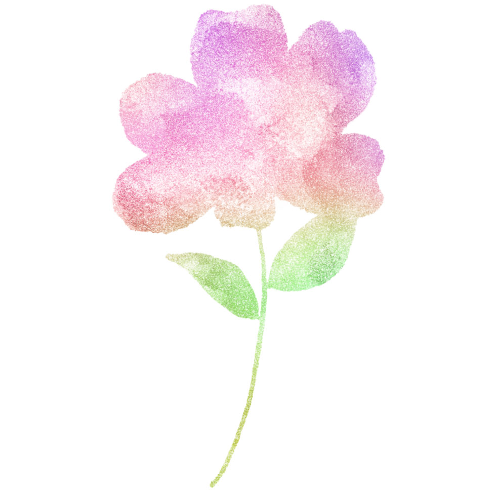 Colorful glittery flower silhouette on a transparent background png