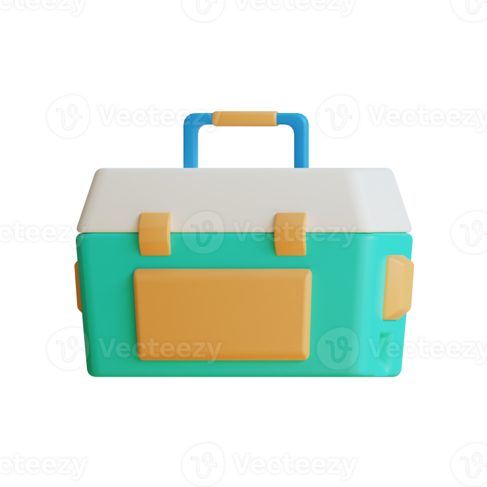 3D rendering of a green toolbox with a blue handle png