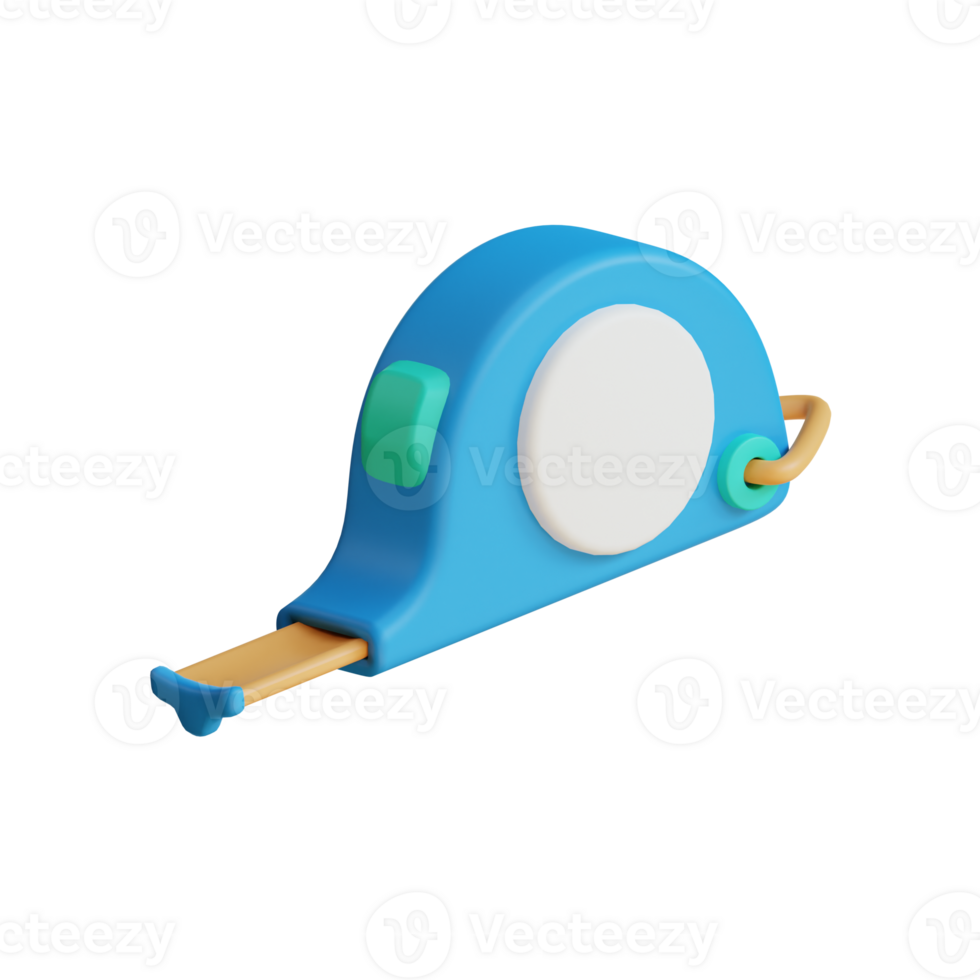 3D render of a blue measuring tape png