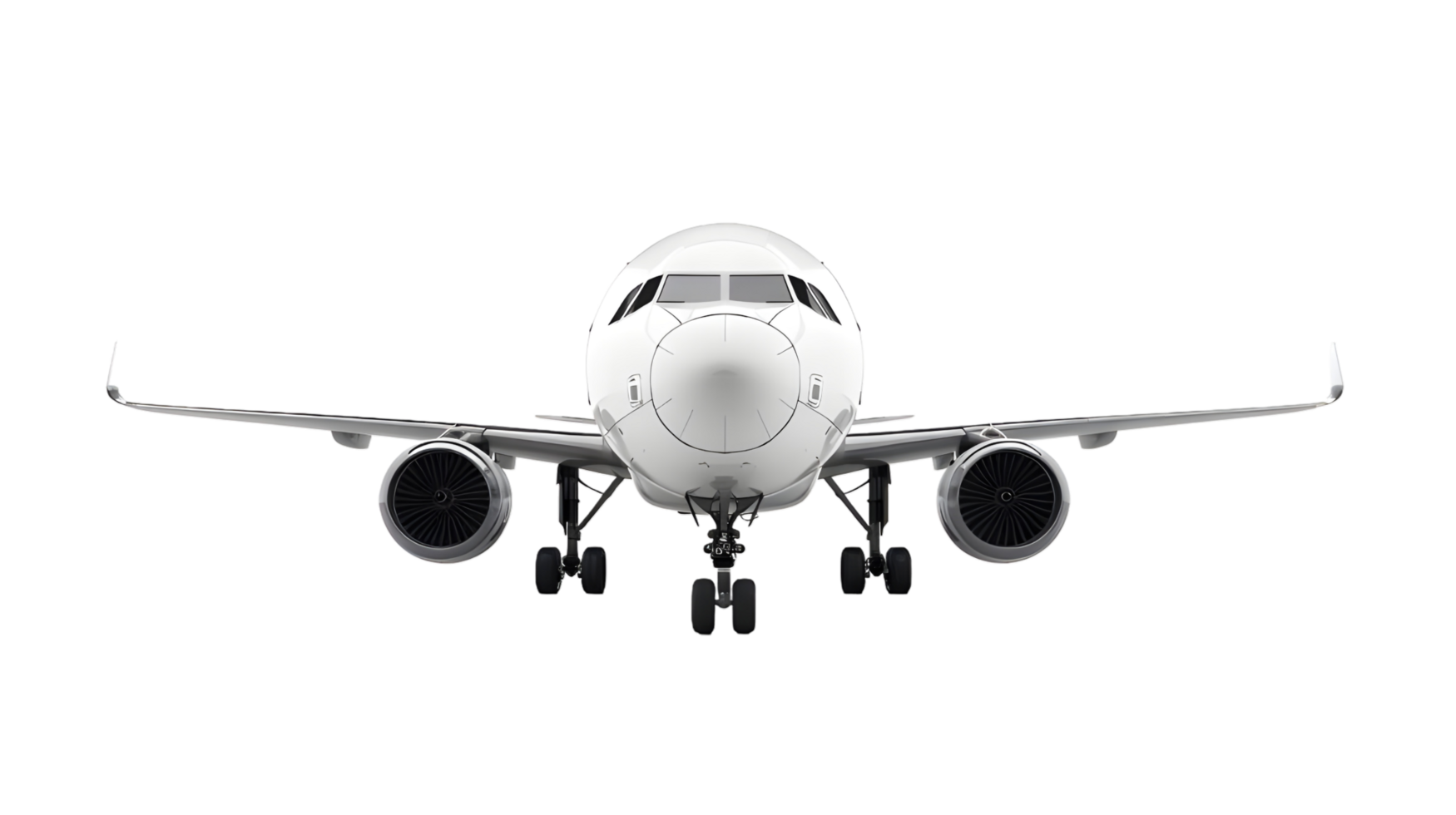 Airplane front view isolated transparent background png