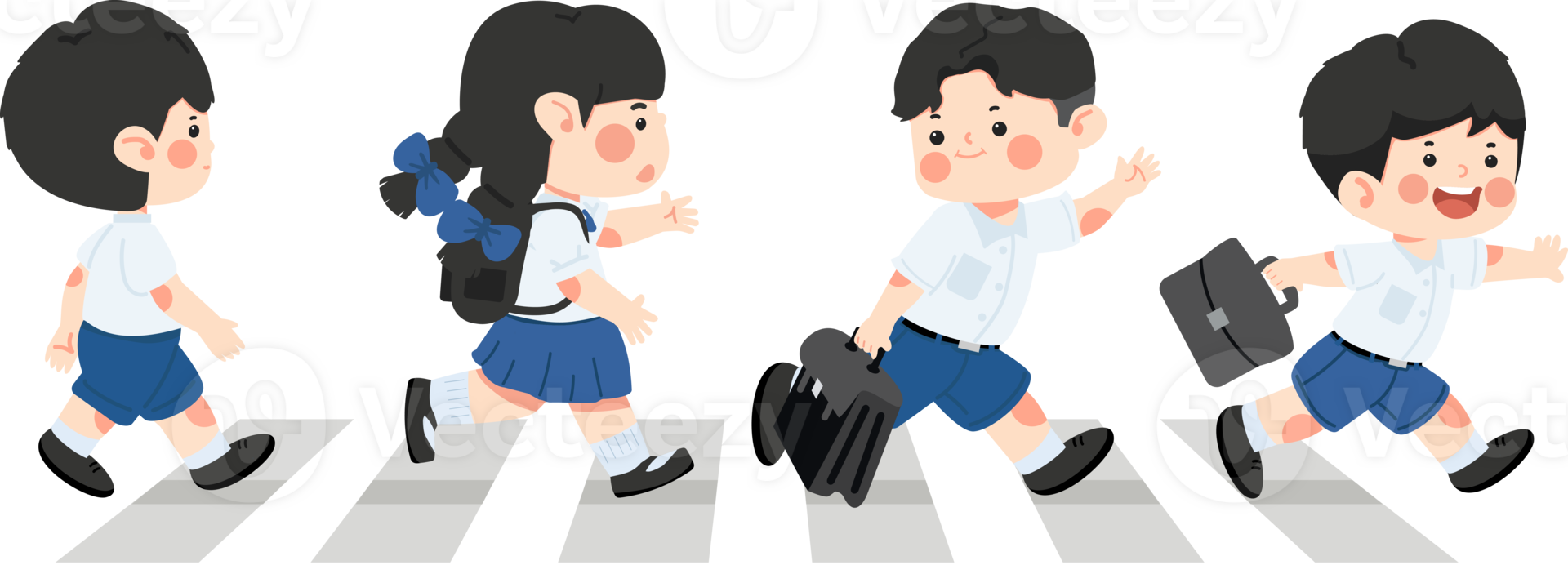 Students walk across the crosswalk Traffic Concept png