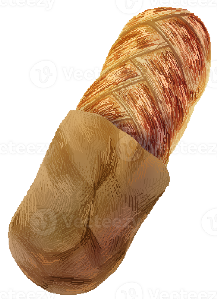 Danish braided bread in paper bag in pixel art style png