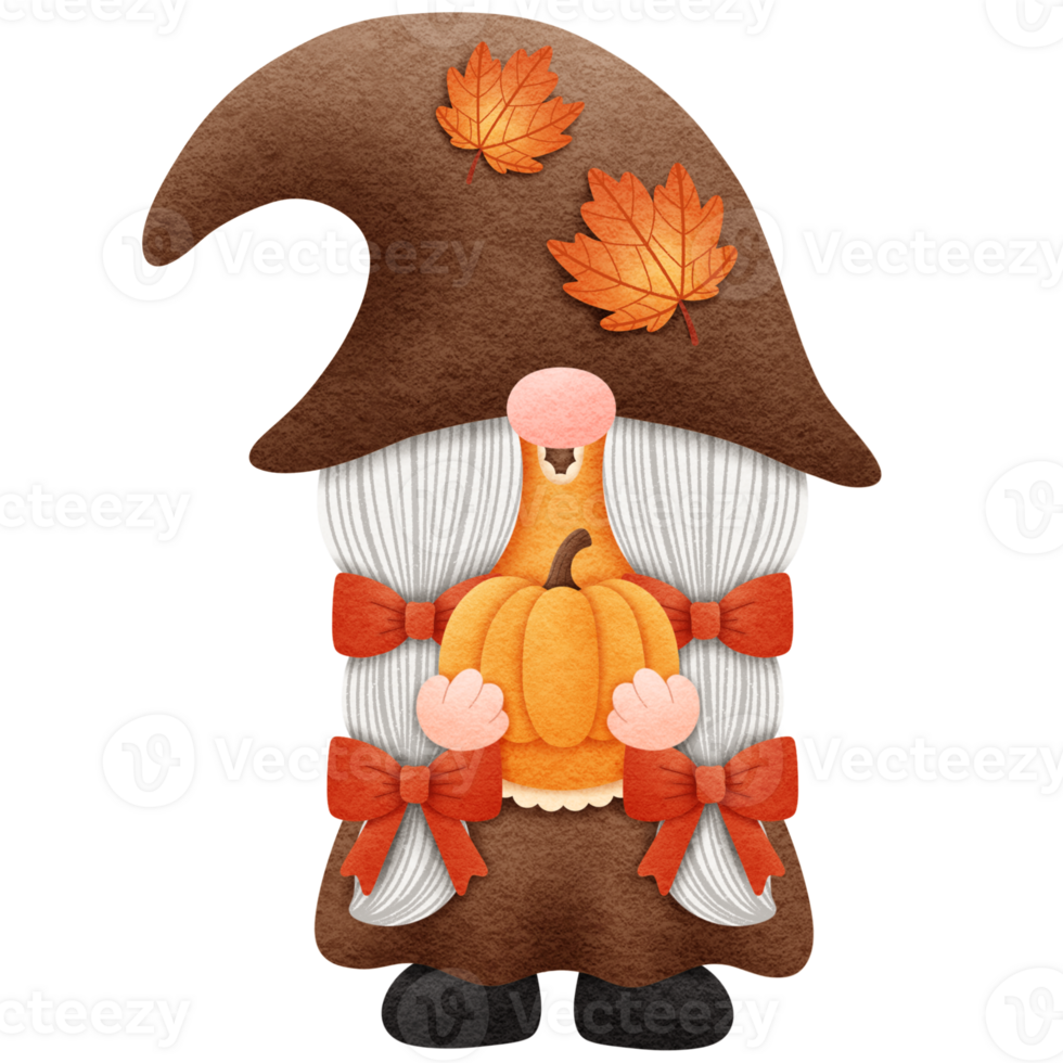 Autumn Gnome with Orange Pumpkin png