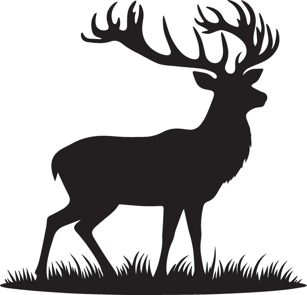 silhouette of a deer standing in the grass vector