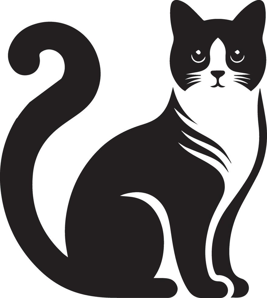 a black cat is sitting on a white background vector