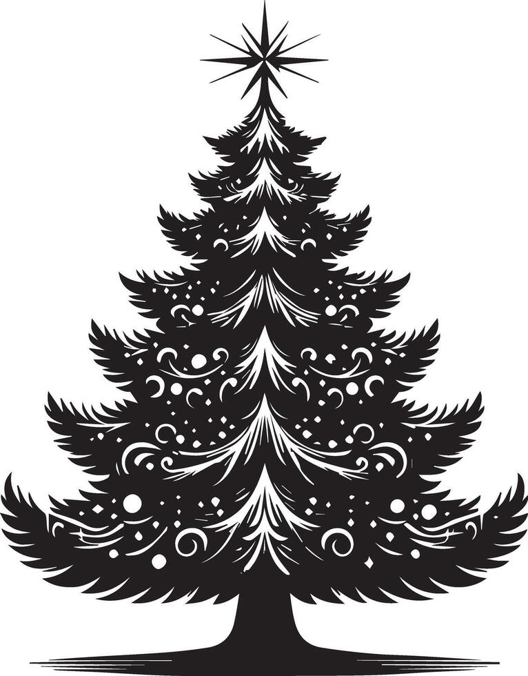 Decorated Christmas tree icon illustration. vector