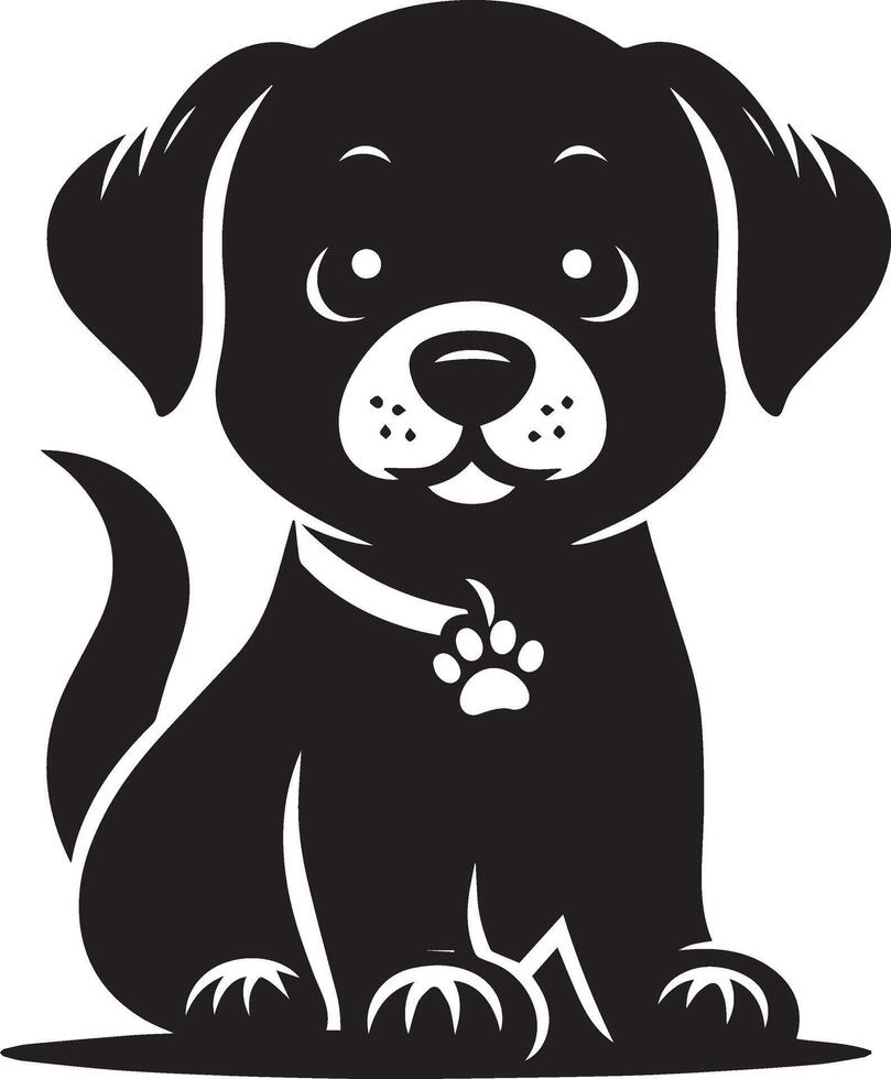 Cute black dog icon vector