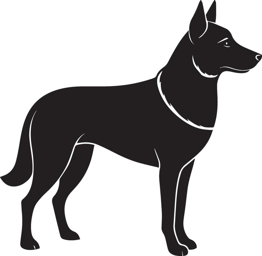 a black and white silhouette of a dog vector