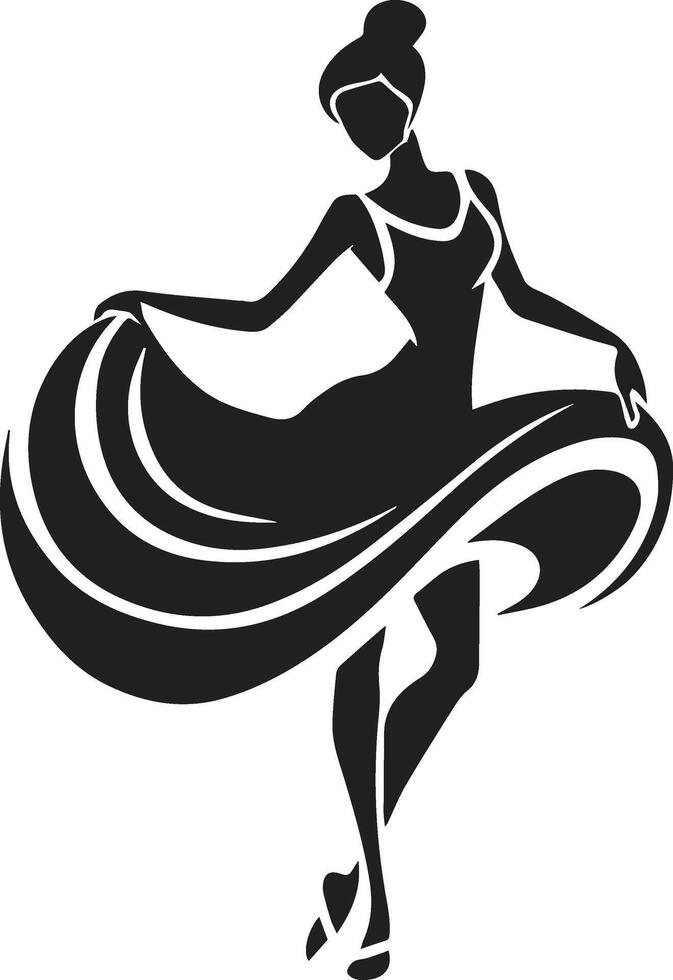 a silhouette of a woman dancing in a dress vector