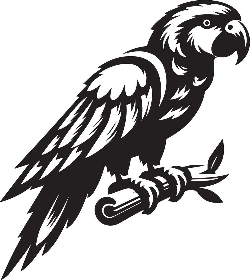 parrot silhouette isolated on white background. vector