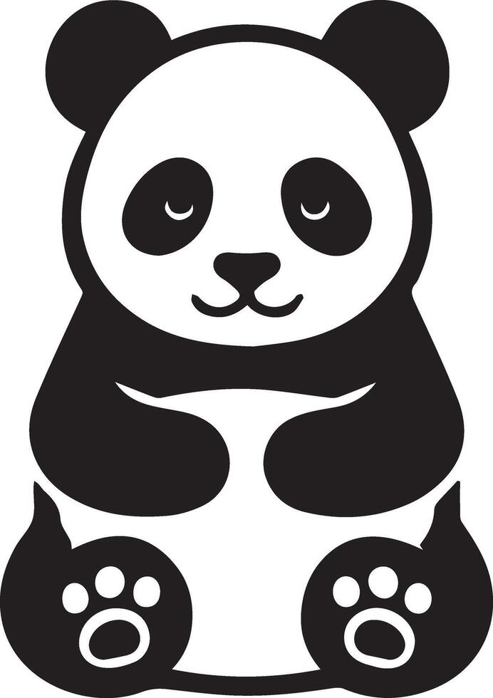 Panda Silhouette in with White Color Background, vector