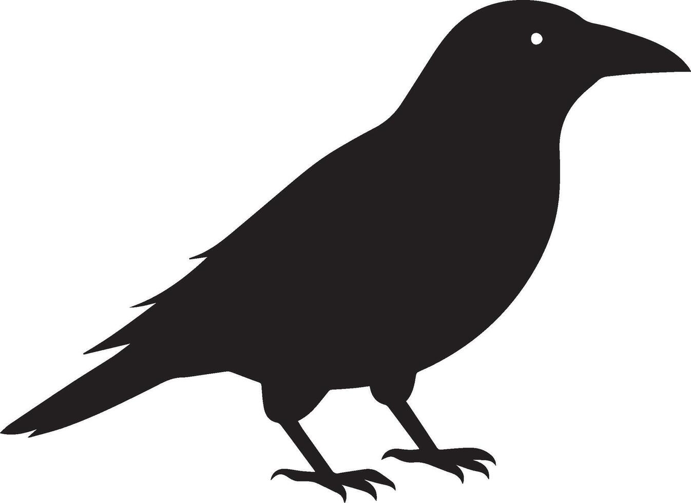 a black silhouette of a crow on a white background vector