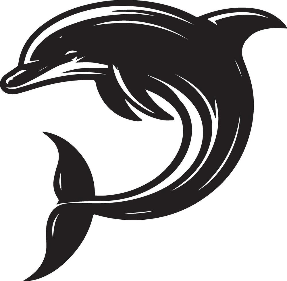 a dolphin in black and white on a white background vector