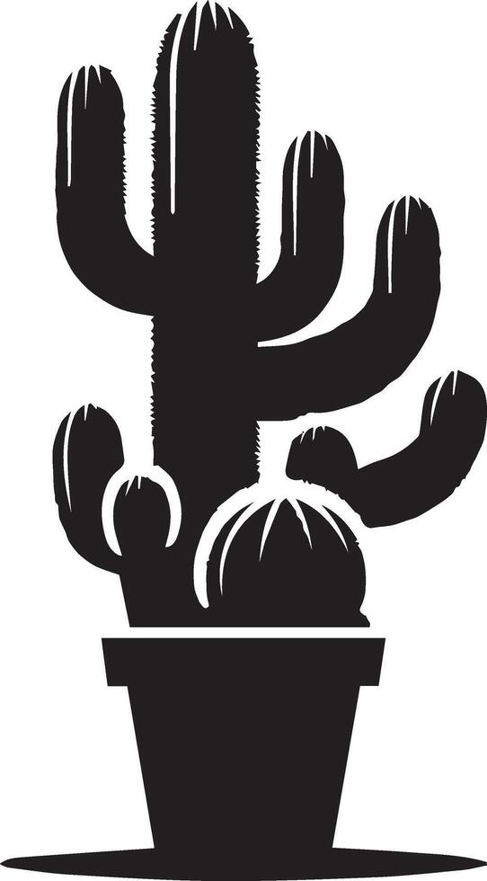 a black and white silhouette of a cactus plant vector
