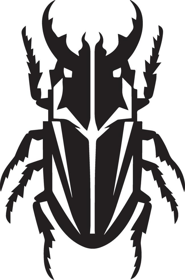 a black and white beetle with horns vector