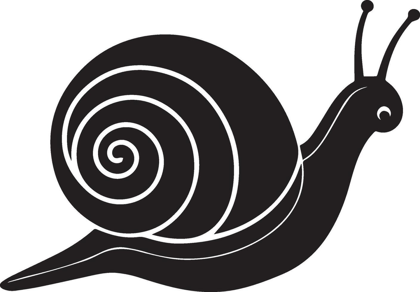 a black and white snail on a white background vector