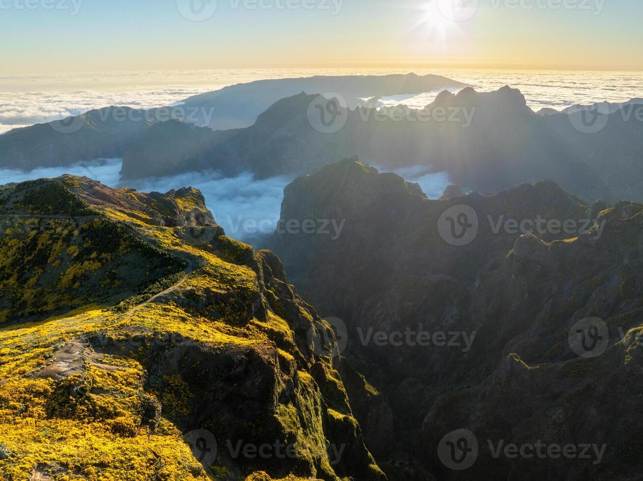 Aerial view at Pico do Arieiro, Madeira, Portugal photo