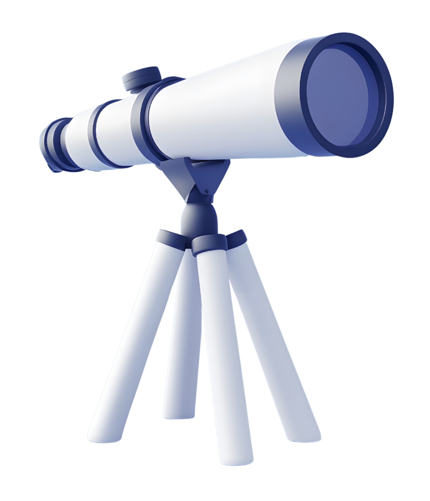 Minimalist Telescope 3D Icon Representing Astronomy and Exploration png