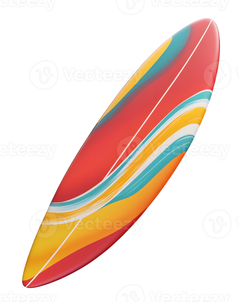 Dynamic 3D Surfboard Icon Representing Surfing and Water Adventures png