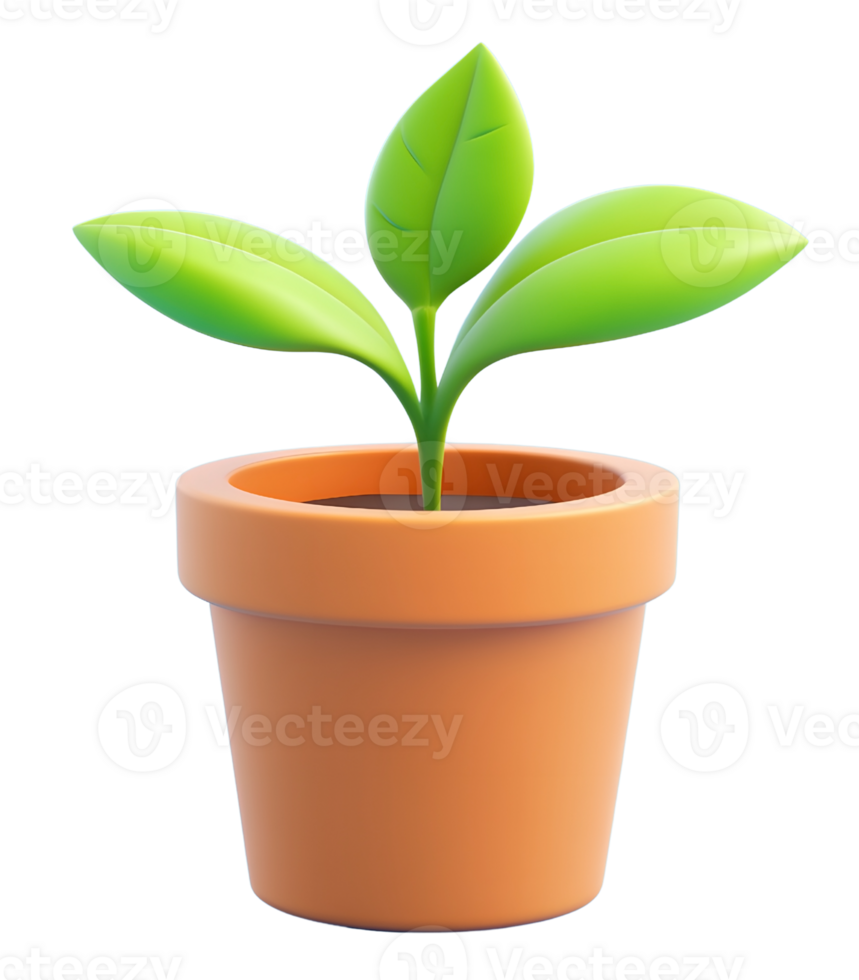 3D Icon of Plant Pot for Indoor Gardening and Green Spaces png