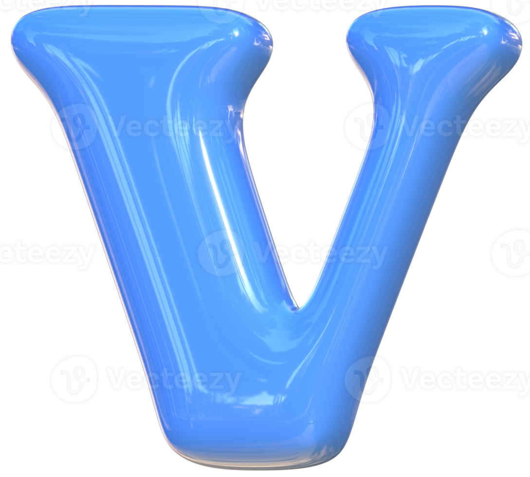 V cute 3D alphabet kawaii and colorful letters png