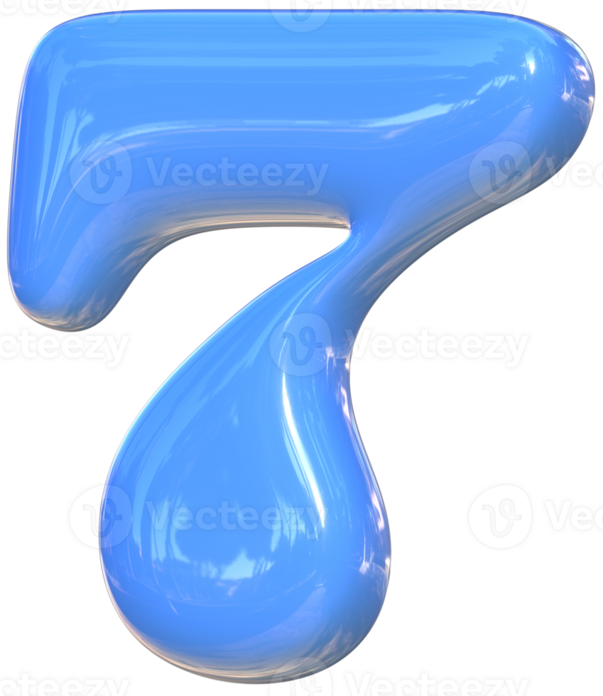 Seven 7 cute 3D number alphabet kawaii and colorful letters png