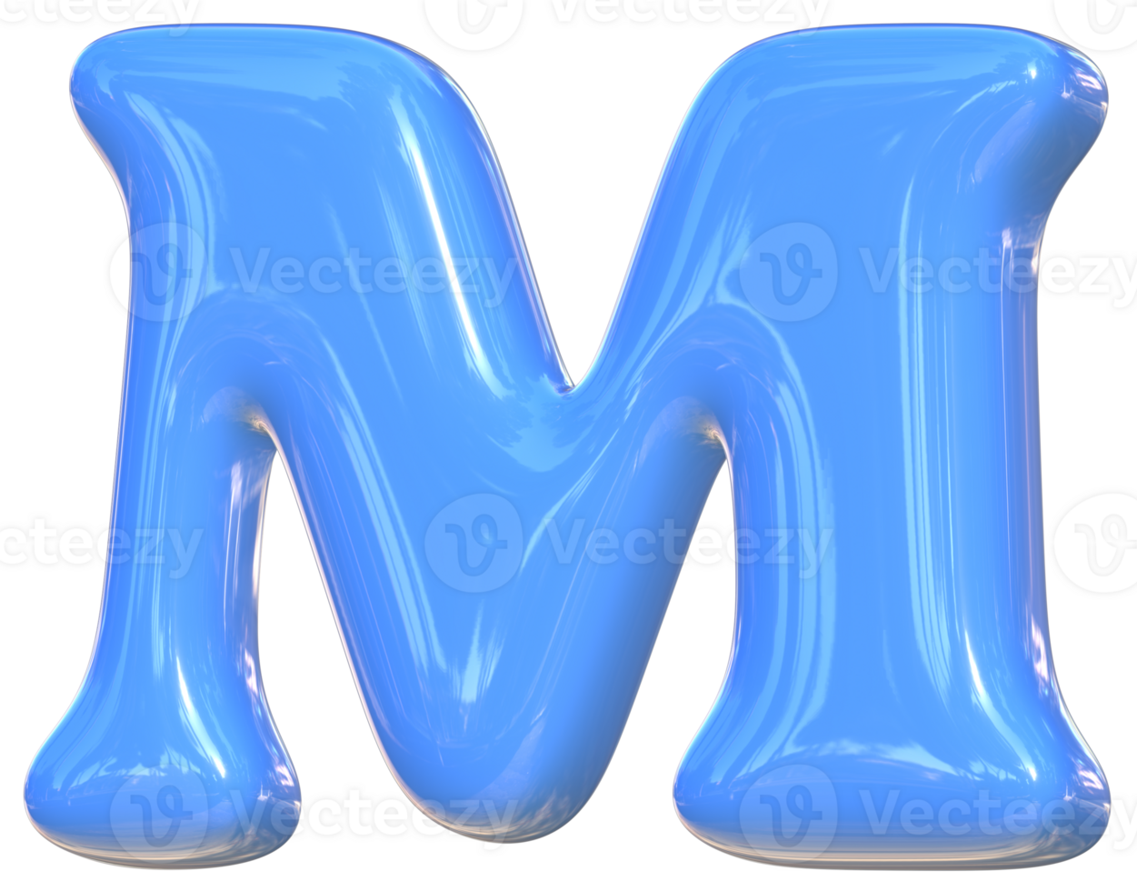 M cute 3D alphabet kawaii and colorful letters png