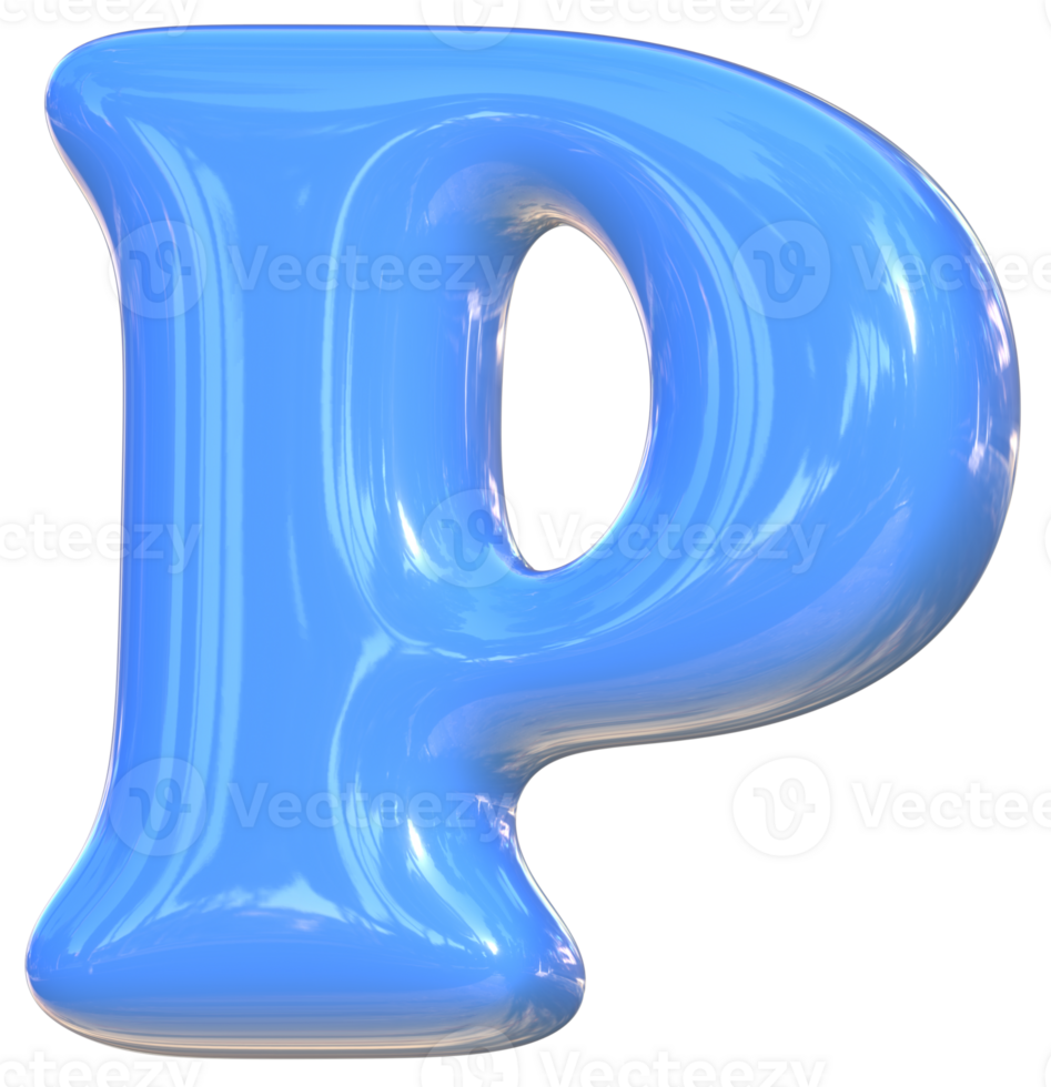 P cute 3D alphabet kawaii and colorful letters png