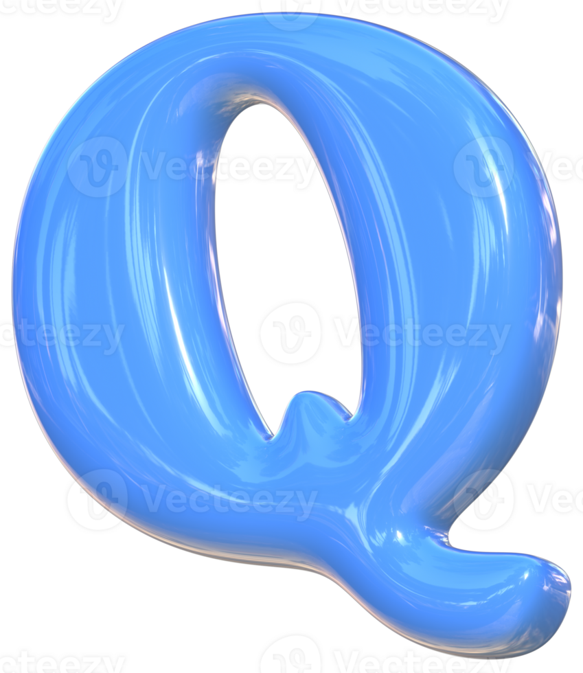 Q cute 3D alphabet kawaii and colorful letters png