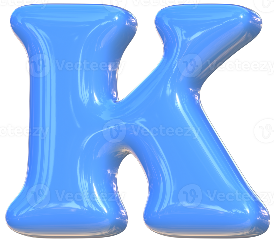 K cute 3D alphabet kawaii and colorful letters png
